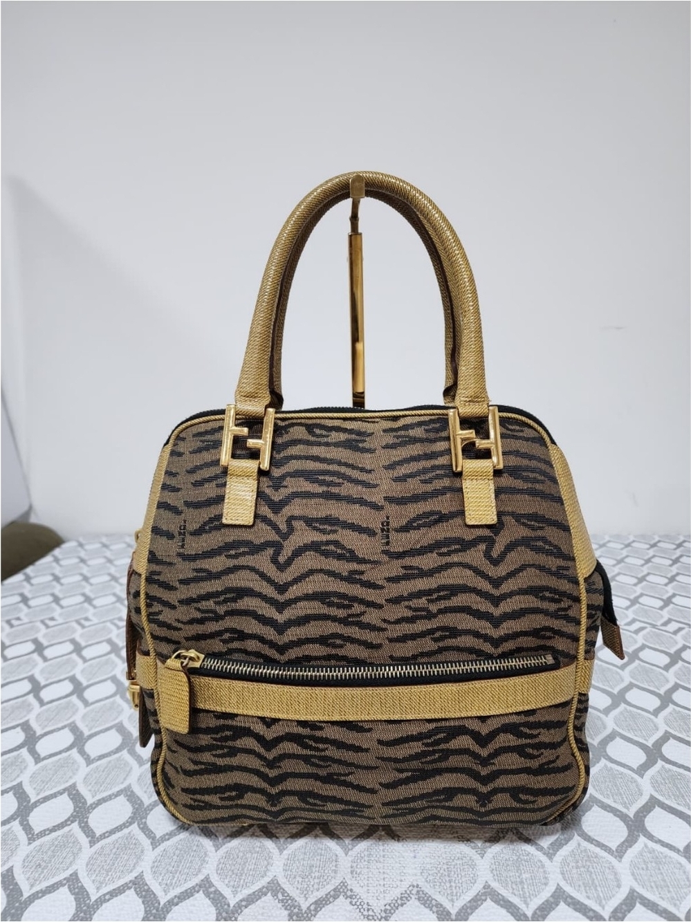 Fendi Canvas Top Handle Bag Brown/Beige